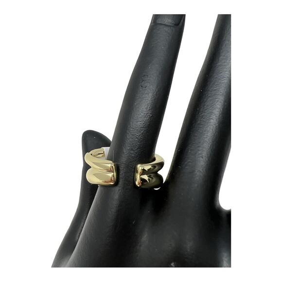 Loren Stewart Deux Double Open Band Ring Gold Plated Chunky Classic Size 7 NEW - Picture 7 of 9